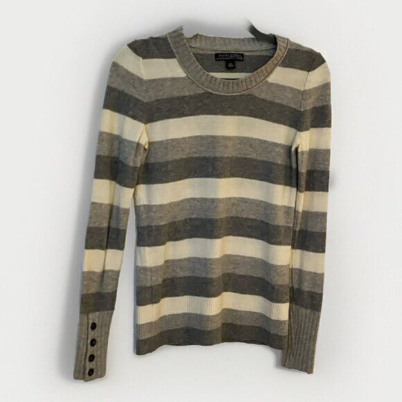 Banana Republic Sweaters - Banana Republic Sweater Womens S Luxury Cashmere Blend Stripes Gray Neutral Knit